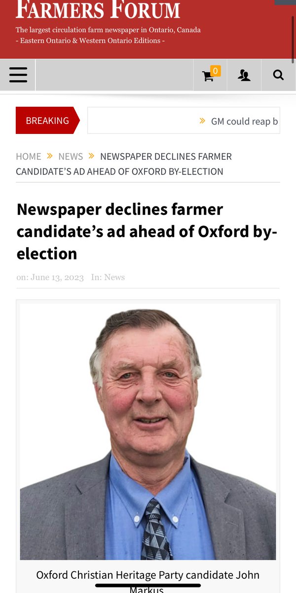CHPCanada's tweet photo. Thank you Farmer's Forum for the support!
#CHP #JohnMarkus in #Oxford by-election June 19th!
https://t.co/FOK10be3Tj https://t.co/eUHqT7tuFi