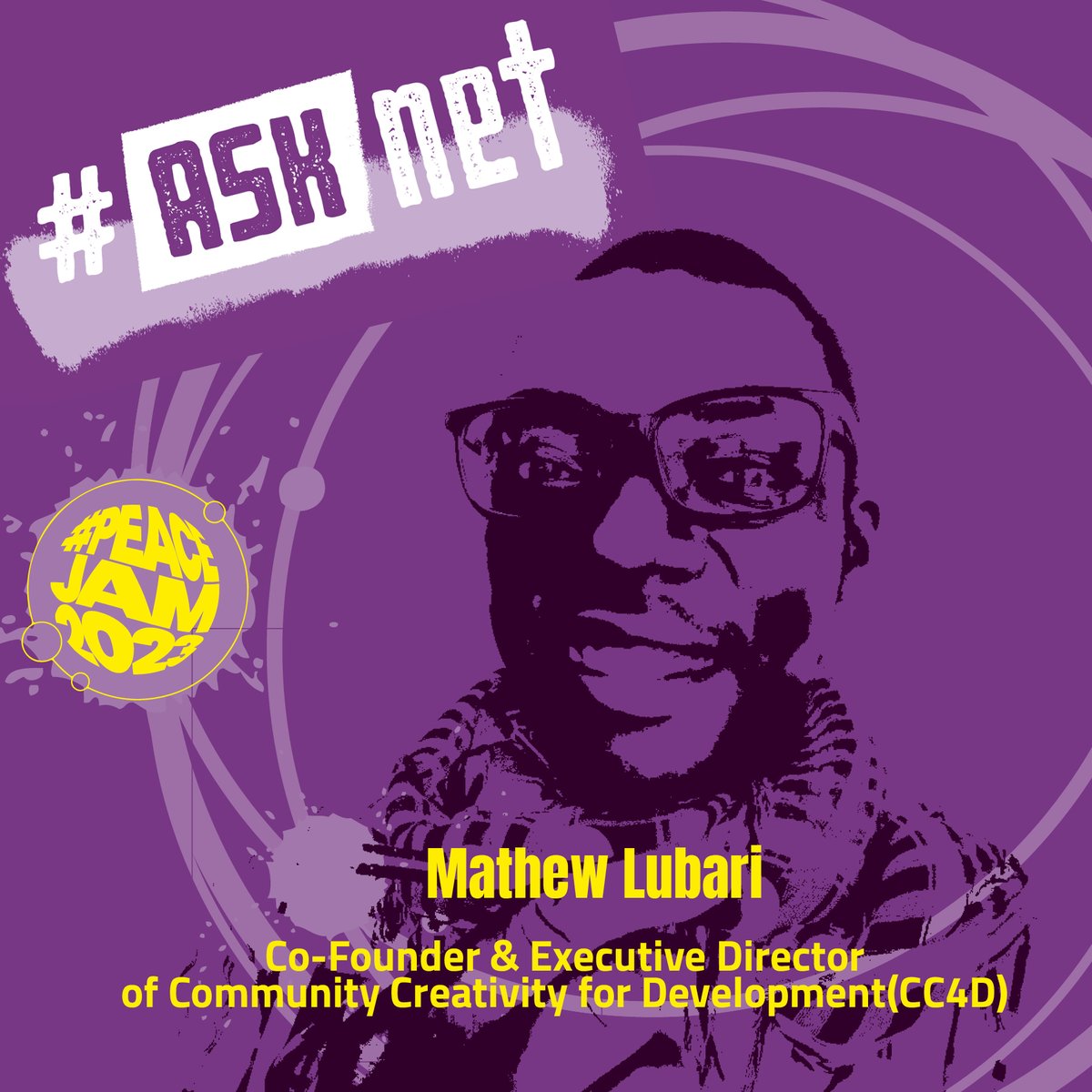 _asknet's tweet photo. Mathew Lubari, Co-Founder & Executive Director of #ASKnet hub Community Creativity for Development(CC4D) @comcreative4d will be on the #PeaceJam2023 panel.
Registered yet? https://t.co/zpdJ3a3ARv
#All4All #NoToHate #ASKnet #ASKotec https://t.co/4jxxCFPQyE