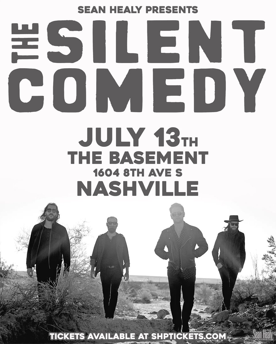 Nashville is up next! We are extremely excited to start playing in our new HQ and want to see you there! Get tickets here and come join our welcome party to Nashville! buff.ly/31HCxgo 

#TheSilentComedy #TheBasement #Nashville #NashvilleMusic