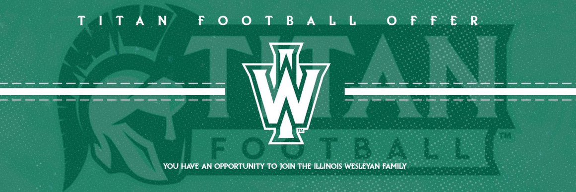 After a conversation with @CoachYoungIWU I’m happy to say I have received my first offer from <a href="/IWUTitanFball/">ILLINOIS WESLEYAN FOOTBALL</a>