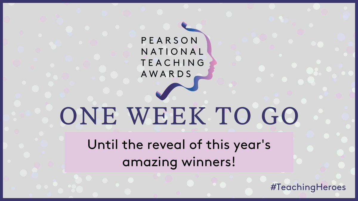 ONE WEEK TO GO 🥳! This time next week our Silver Winners will be revealed, and we can't wait to share the news with you on National #ThankATeacherDay 🤩! @PearsonSchools  #teachingawards #teachingheroes