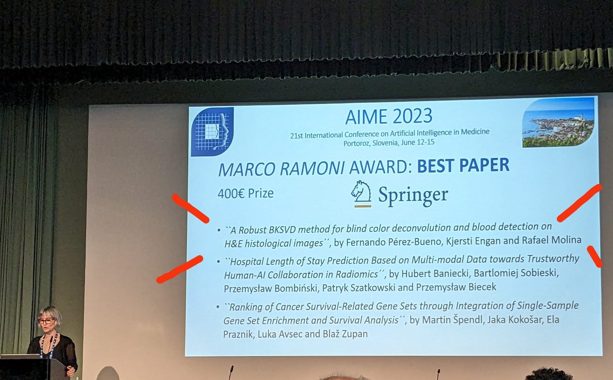 Zareteke's tweet photo. My work has been nominated as one of the top-3 papers in the #AIME2023 conference! Thank you for your support on my work and congratulations to Martin Špendl and coauthors! (best paper) https://t.co/6uxsFSQd1H