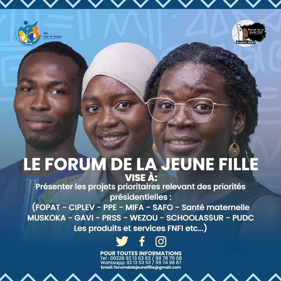 ongcdpcenstg's tweet photo. « LE FORUM DE LA JEUNE FILLE » ORGANISÉ PAR L’ONG CDP CENS TOGO …  CE FORUM VISE À :   📌Presenter les projets prioritaires relevant des priorités présidentielles : (FOPAT-CIPLEV-PPE-MIFA-SAFO-MUSKOKA-GAVI-PRSS-WEZOU-SCHOOLASSUR-PUDC-Les produits et services FNFI etc...)  #FJF23 https://t.co/Bj2JD3T9wA