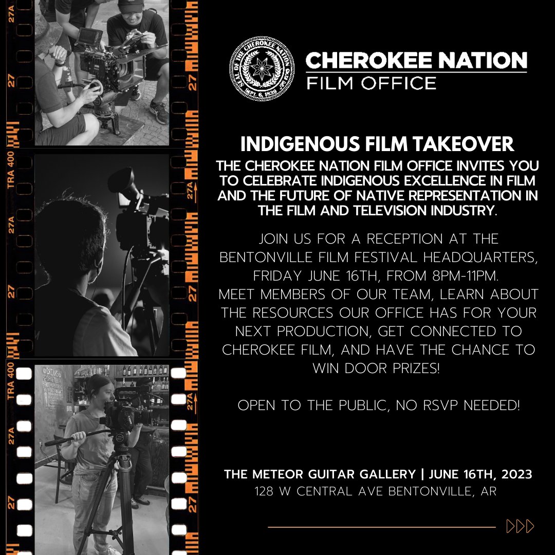 cherokeefilm's tweet photo. INDIGENOUS FILM TAKEOVER! 🎬
We're headed to @BFFfestival to celebrate Indigenous film! Meet our team, learn about the resources we have for your next production, connect with CNFO &amp; have the chance to win prizes!
We hope to see Natives, allies, filmmakers and film enthusiasts! https://t.co/OrzjhFBhHH
