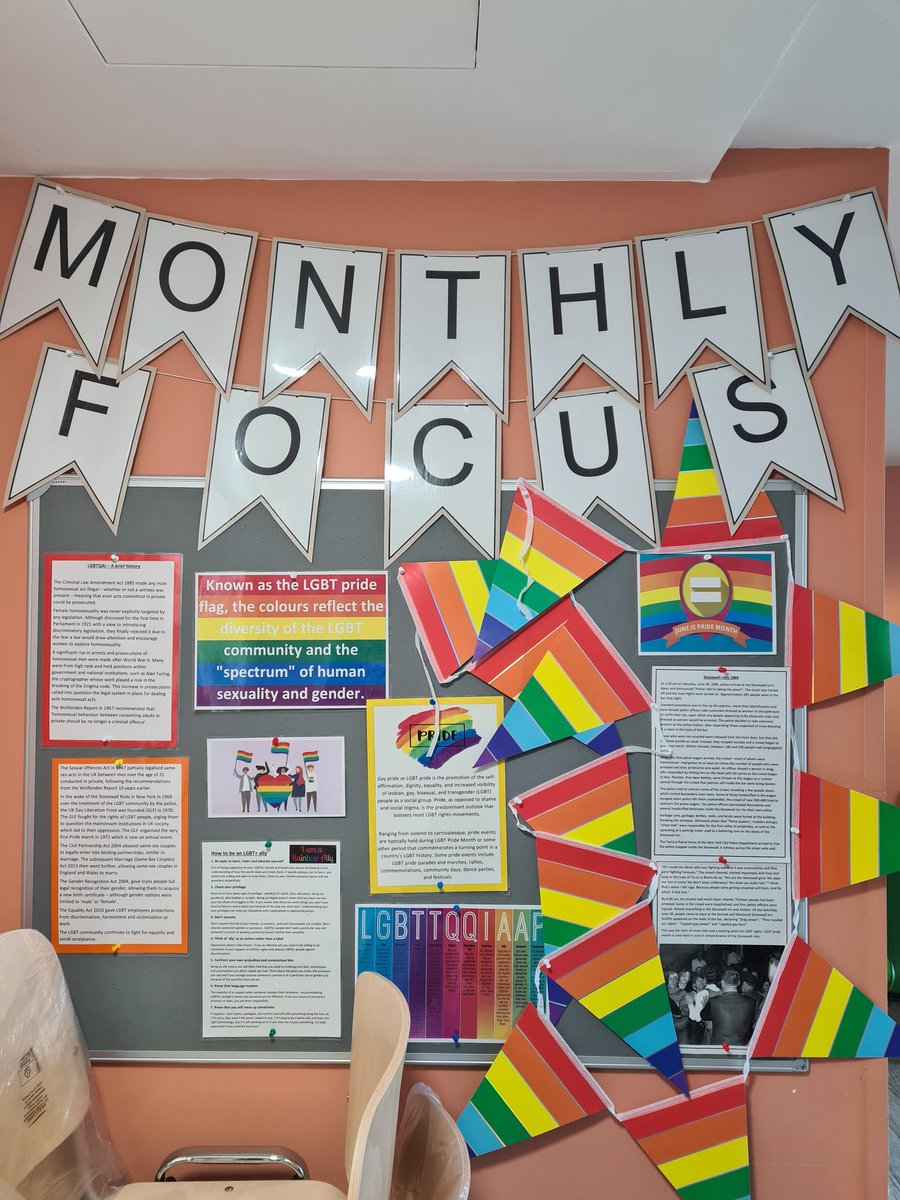 Been so focused on learning my new role that I have neglected my poor noticeboard! All amended now and ready to continue celebrating pride month! 🌈

#monthlyfocus
@BunburyHouse