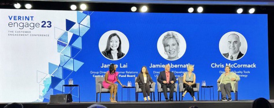 Highlight of this morning <a href="/Verint/">Verint</a> Engage.

A panel with customer awards winners  with <a href="/McGeeSmith/">Sheila McGee-Smith</a> and <a href="/TheJuanitaColey/">Juanita Coley</a>. congratulations!
So happy to see CPF, Singapore being recognised at a global event. 

#Engage23 #engage2023 #VivaLasVerint