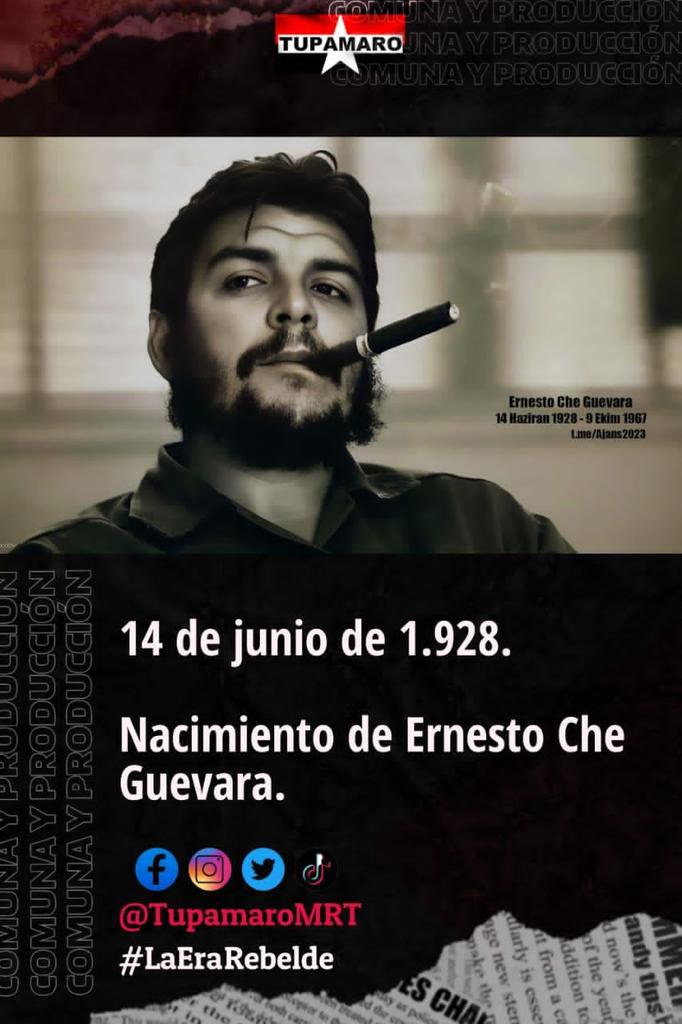 Somos y seremos firmes exponentes de tu legado . Felicidades Ernesto Guevara
#MaceoYCheViven #ComoElChe 
<a href="/AdanVillavicen5/">Adan Villavicencio Guzmán</a> 
<a href="/mildrey73251672/">mildrey</a> 
@Adriana34412155 
<a href="/Cubacooperabol2/">Brigada Médica 🇨🇺 Bolívar🇻🇪</a> 
<a href="/cubacooperaven/">Brigada Médica Cubana en Venezuela</a> 
<a href="/Katia890706/">Katia Naranjo</a> 
<a href="/DiazCanelB/">Miguel Díaz-Canel Bermúdez</a> 
<a href="/danialegra79/">@Danialegra79</a> 
<a href="/daviarondoncha1/">daviarondonchacon@gmail.com</a> 
@Adriana34412155