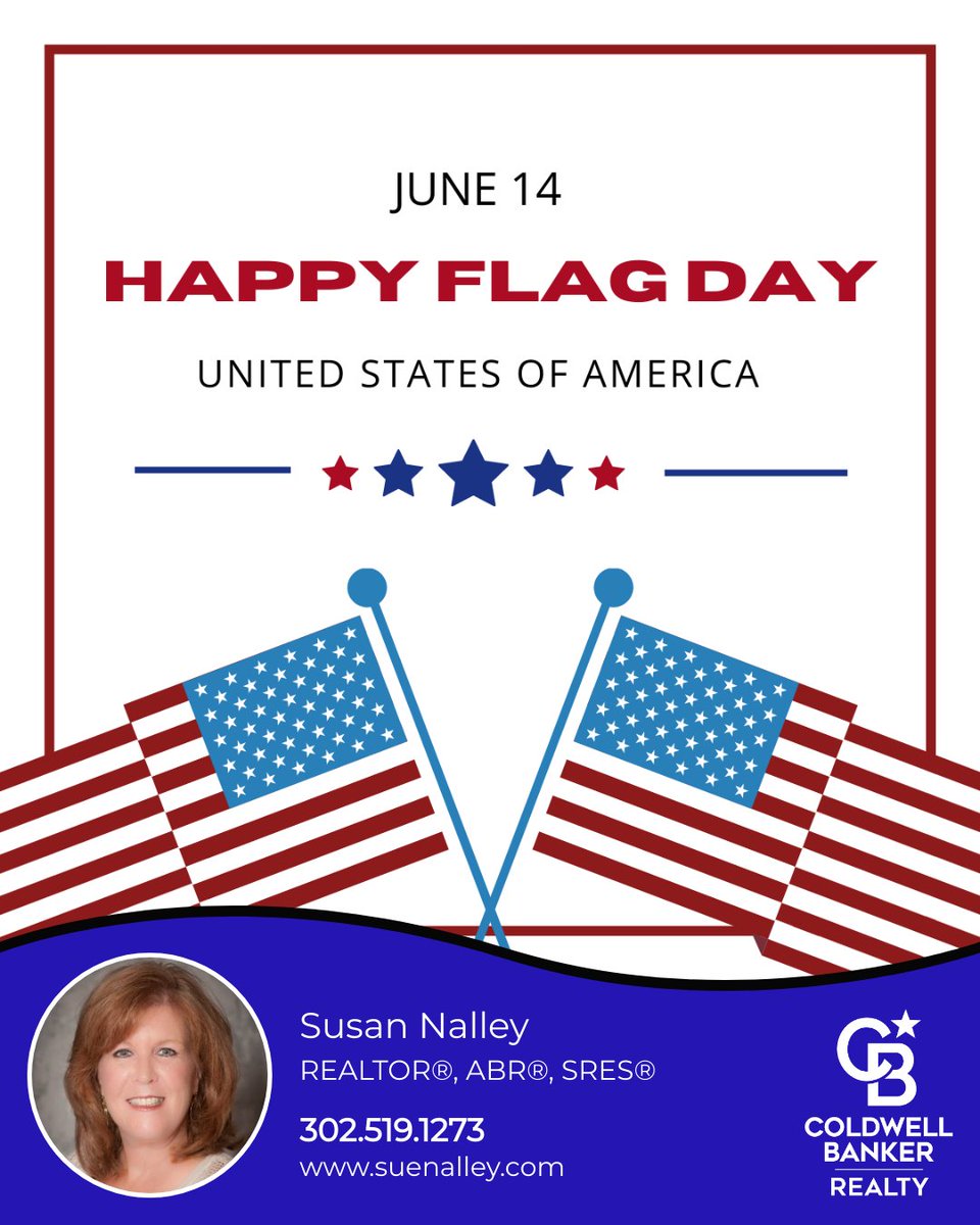 Commemorating Flag Day, as we honor the Stars and Stripes that symbolize our nation's unity, freedom, and sacrifice. Let's celebrate the enduring spirit of America and cherish the flag that represents our shared values and history.

#cbrealty #cbproud #cbdream #susannalley