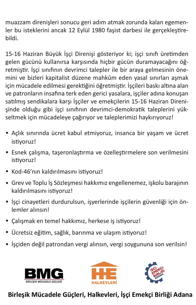 AdanaBmg's tweet photo. 15-16 Haziran Büyük İşçi Direnişini Selamlıyoruz.
Adana’nın en merkezi yerlerinden biri olan İnönü Caddesi, İnönü Parkı önünde bildiri dağıtımı gerçekleştirdik. https://t.co/1NszQIRQW5