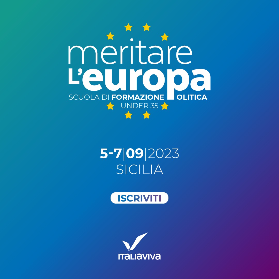 Dal 5 al 7 settembre 2023, in provincia di Palermo, torna #MeritarelEuropa, la scuola di formazione politica di #ItaliaViva dedicata agli #Under35.
Preparatevi a un'esplosione di idee e di innovazione!
Iscriviti al link:
italiaviva.it/iscrizione_scu…