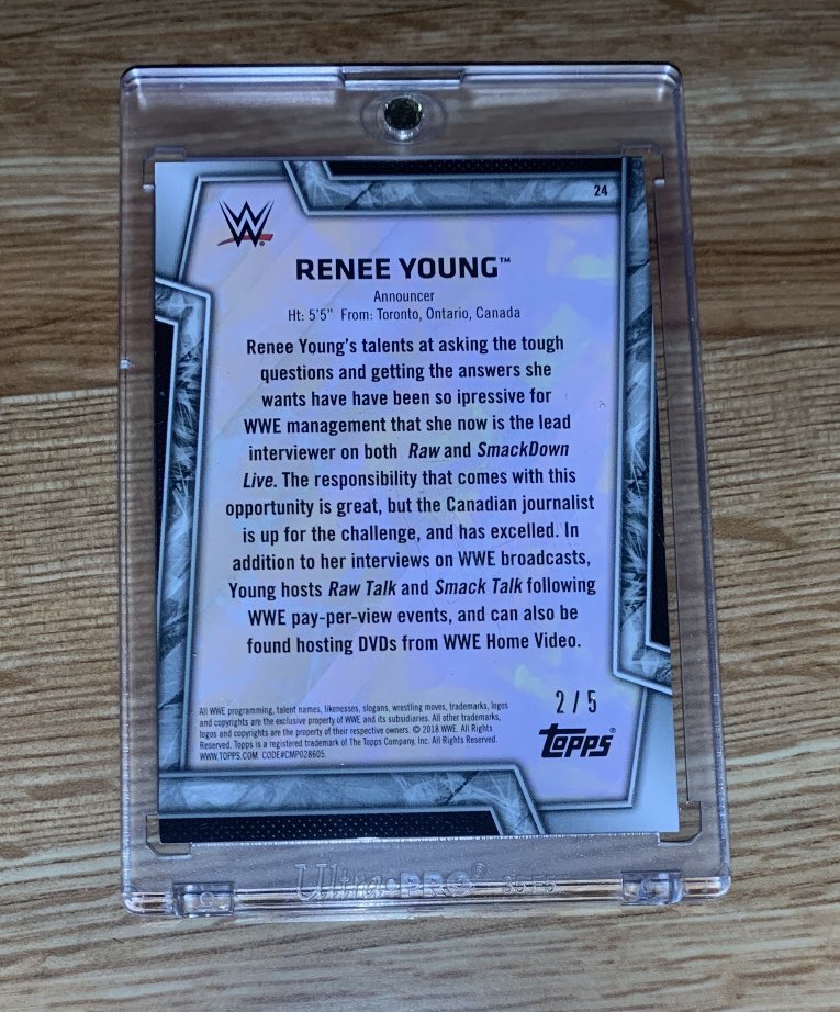 Renee Young 2/5 Black Parallel Autograph (2018 Topps WWE Women’s Division blaster box). #ReneeYoung #tradingcard #autograph #photos #Topps #WWE #tradingcards #WrestlingCards #WrestlingCardWednesday #WrestlingTradingCards #wrestling #prowrestling @ReneePaquette