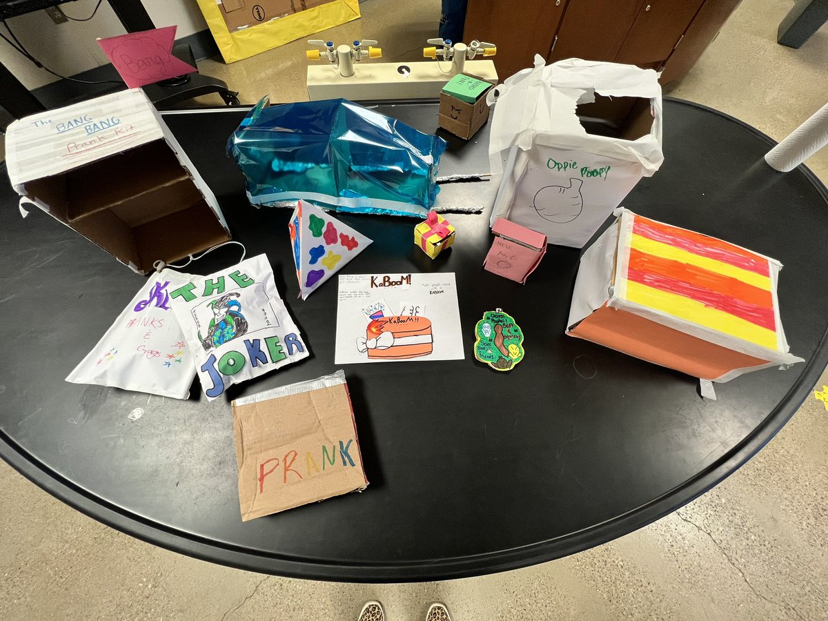 MsHolmes_AMS's tweet photo. Day 6 of the GT Invention Project - the ultimate prank kit! Students crafted the perfect packaging for their prank kits and learned about business models used in the real world! @IrvingISD @GiftedAAIrving #IISDReimagined https://t.co/LgVdWicMUl