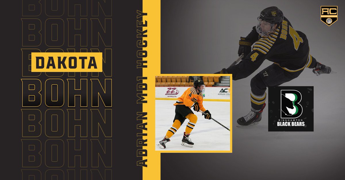 Dakota Bohn of the @AdrianMD1Hockey team has signed a professional contract with the Binghamton Black Bears of the FPHL.

RELEASE -- bit.ly/42KJjMm

#ACHA #GDTBAB