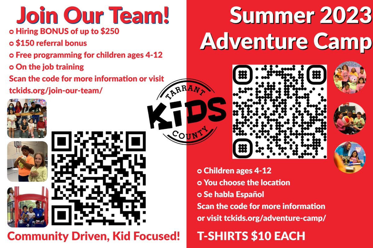 TCKPrograms's tweet photo. We are hiring for programs in Arlington and Fort Worth and we also still have spots aviable for students in our Summer adventure Camp programs. 
https://t.co/FcVKA5JAVx

#ApplyNow  or #enrolloday https://t.co/rmIJg8jzkg