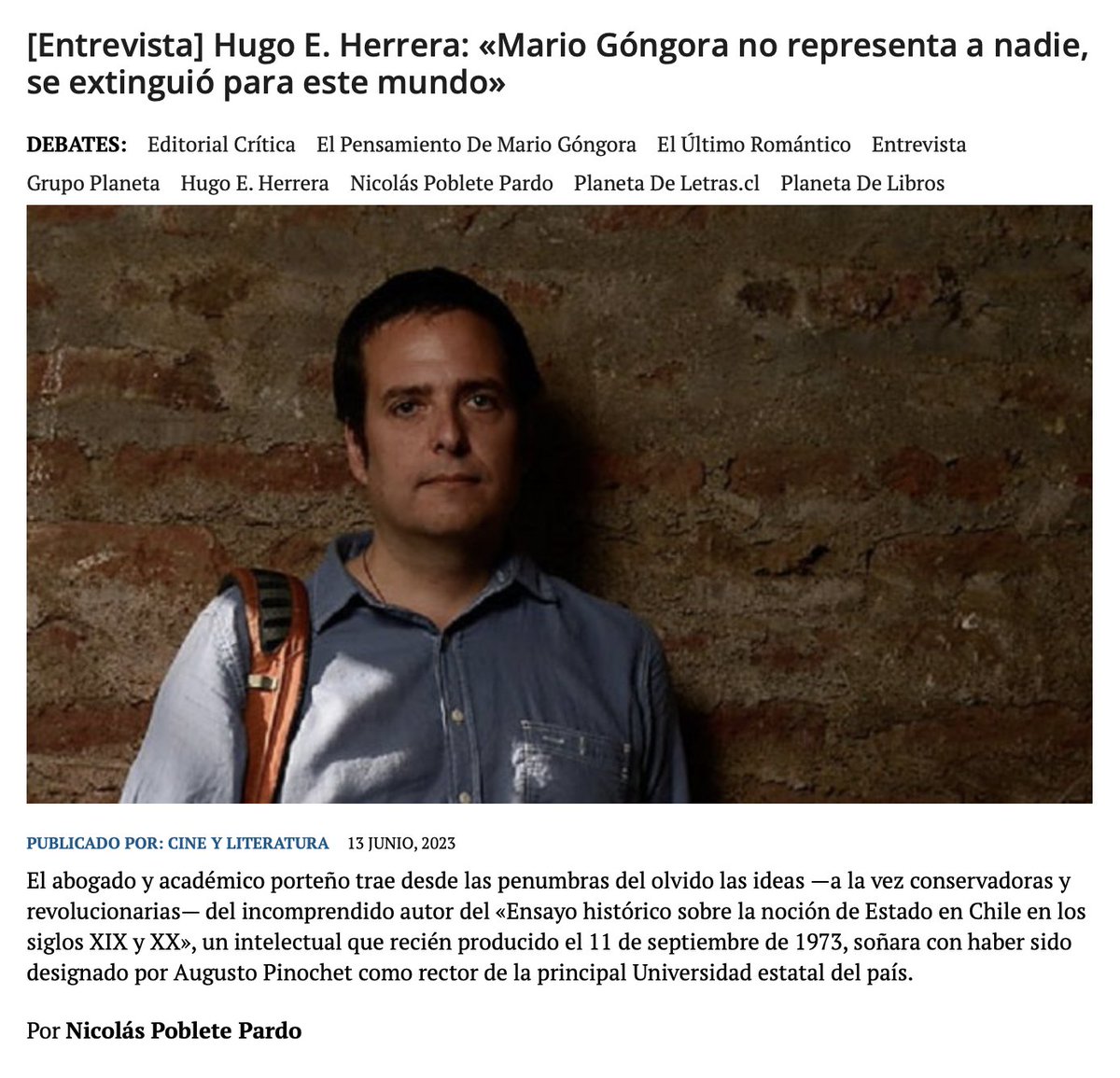 Dejo una entrevista que me hizo Nicolás Poblete Pardo (<a href="/siellosvieran/">nico poblete pardo</a>), de <a href="/CineLiteratura_/">Cine y Literatura</a>, sobre "El último romántico": 
cineyliteratura.cl/entrevista-hug…