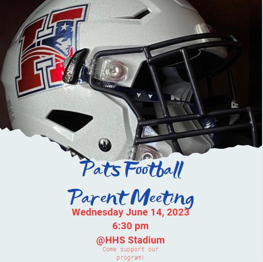 Parent informational meeting tonight. Go Pats!🏈