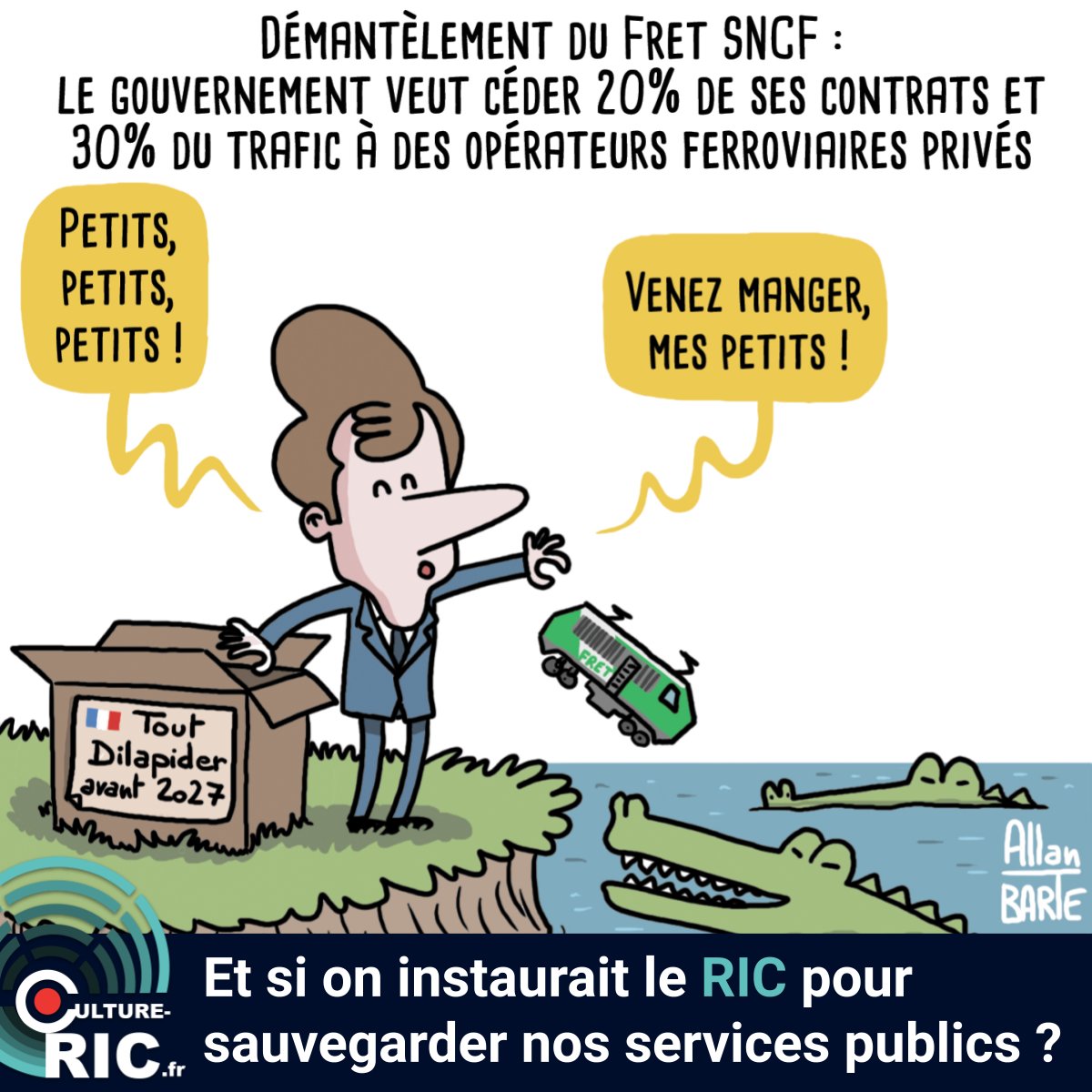 CultureRic's tweet photo. #FretSNCF
La grande braderie en Macronie continue !
#ToutDoitDisparaître avant 2027 !

Avec le #RICveto, on pourrait empêcher les privatisations des services publics.
Avec le #RICconstituant, protéger les services publics.

Définir le #RIC ➡️ https://t.co/sJdS1Muxm5
✏️@AllanBarte https://t.co/uRhUQoY0PI