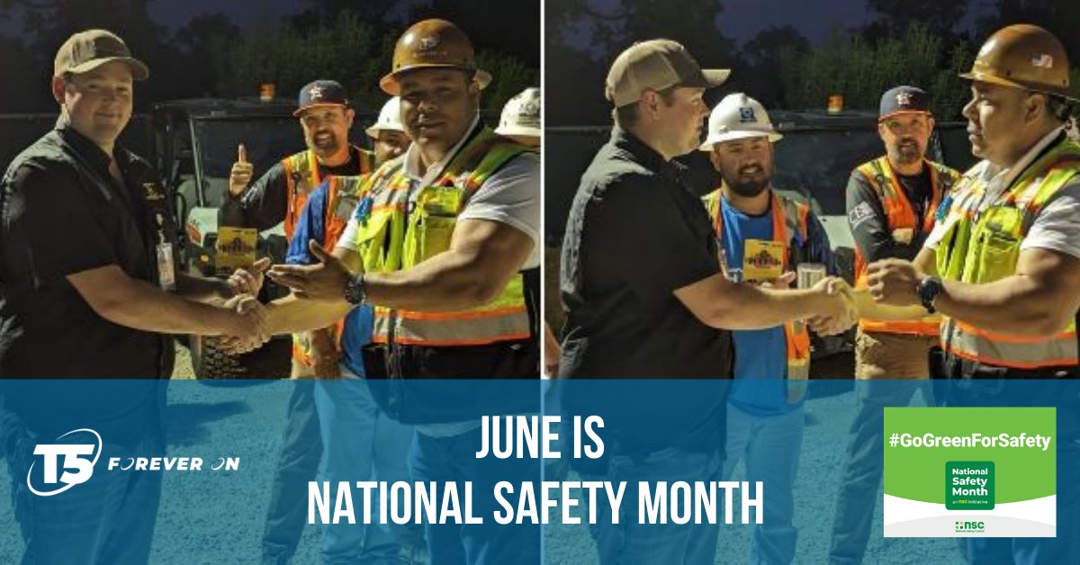 All T5 employees start their day with on-site safety huddles. It's just one way that we have instilled a culture of safety within our organization. When it comes to safety, there is no rank - we all have a voice. #NationalSafetyMonth2023 #ForeverOnForeverSafe