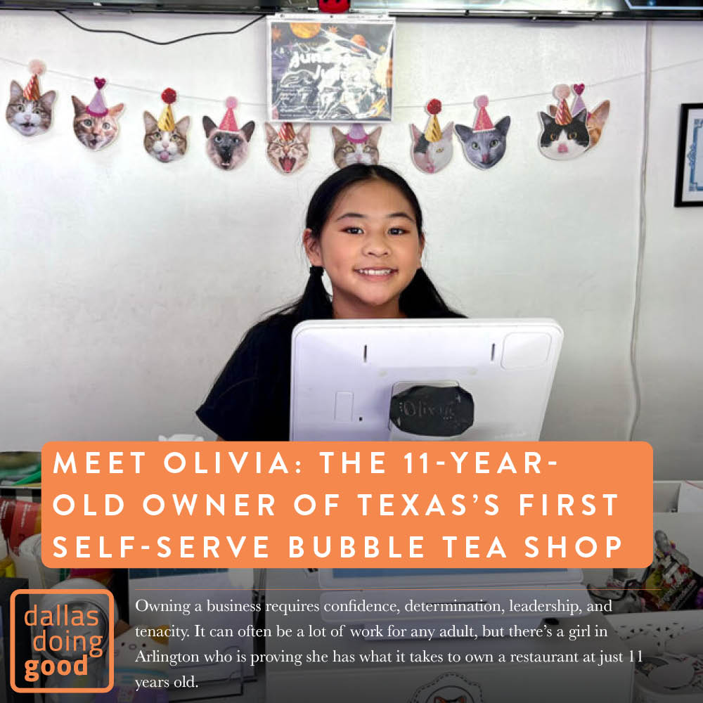 Buzz is going around the Dallas-Fort Worth area about Olivia Huynh, an 11-year-old who owns and operates <a href="/rocketbelly/">Rocketbelly</a>, Texas’s first and only self-serve bubble tea bar.🧋Learn more about Olivia's journey of creating Rocketbelly in our new story! bit.ly/45Ys7WC 🧡