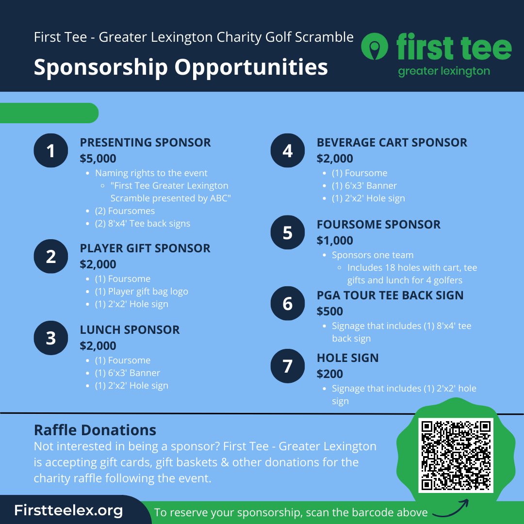 FirstTeeLex's tweet image. Registration is LIVE for the 2nd Annual First Tee Greater Lexington Scramble. 

Register at firstteelex.networkforgood.com/events/55847-2…
