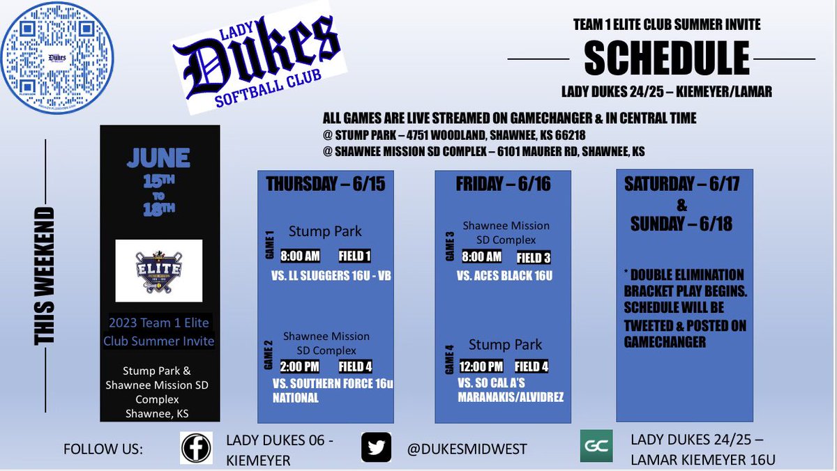 can't wait  to hit the dirt again with my favorite girls! come watch us play or tune in🖤💙 <a href="/DukesMidwest/">Lady Dukes 18U National - Kiemeyer/Tesnar</a> <a href="/IHartFastpitch/">I❤️Fastpitch</a> <a href="/NKUNorseSB/">NKU Softball 🥎</a> <a href="/UKsoftball/">Kentucky Softball</a> <a href="/ChandaBell2/">Chanda Bell</a> <a href="/NKUNorseSB/">NKU Softball 🥎</a>