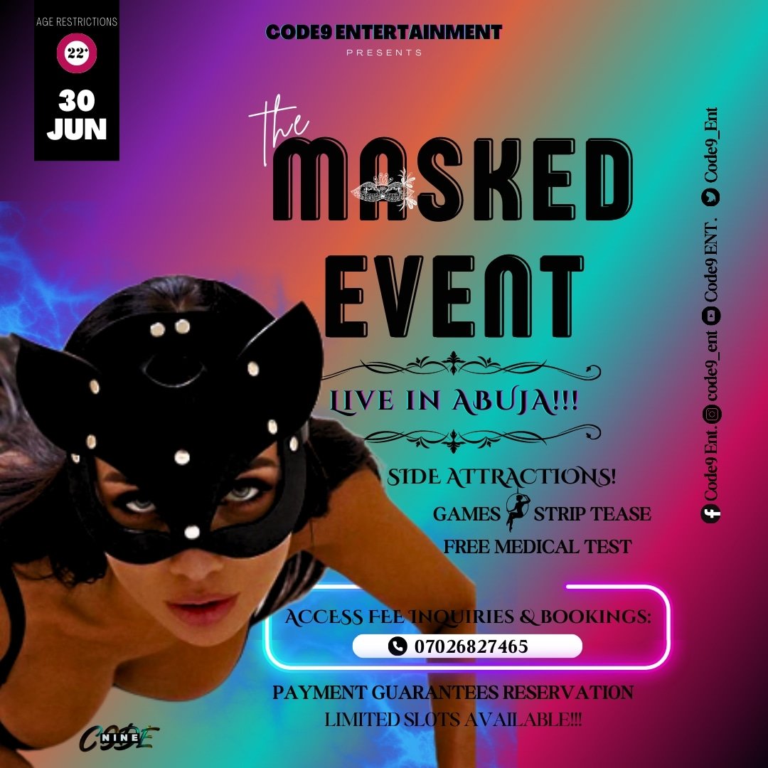 Code9_Ent's tweet image. Are you ready? Let's get freaky on the 30th of June in Abuja! Venue will be disclosed to paid members only, hours to kickoff time. Inquiries? Send a DM or call: +2347026827465. Limited slots available.

PAYMENT GUARANTEES RESERVATION

#code9ent #adultentertainment #paidaccessonly