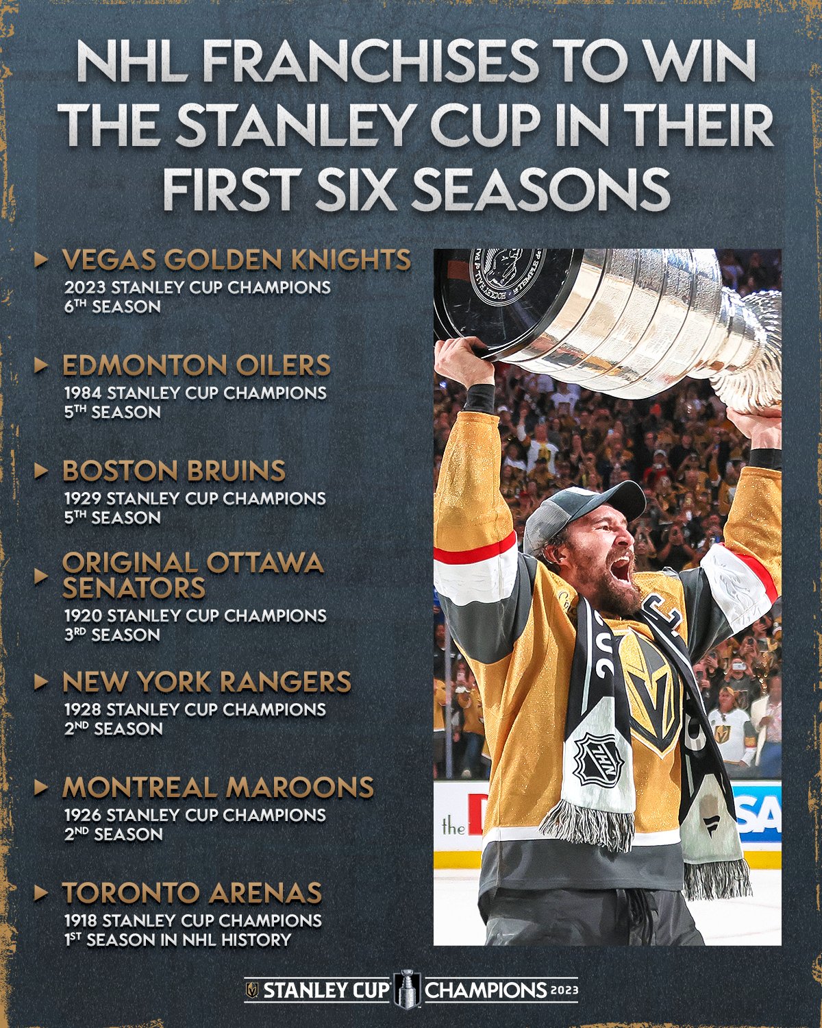 2023 Stanley Cup Champions Vegas Golden Knights NHL Team Grey