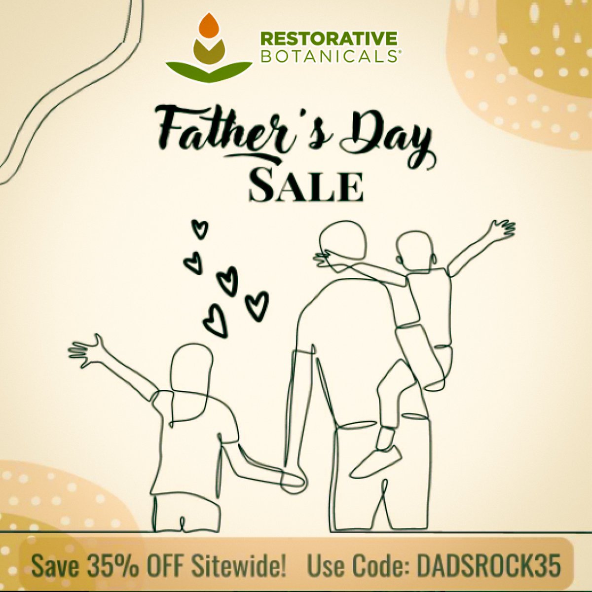 Show some love to Dad! 😎
Enjoy great deals with <a href="/RestoreBotanic/">Restorative Botanicals</a> 's 35% off sitewide discount! ...  Make him feel like the superhero he is! 💪
⁠⁠
Use Code: DADSROCK35⁠
SAVE 35% OFF!⁠

Shop Now ! restorativebotanicals.com

#HappyFathersDay #SuperDad #FathersDaySale #DadsRock