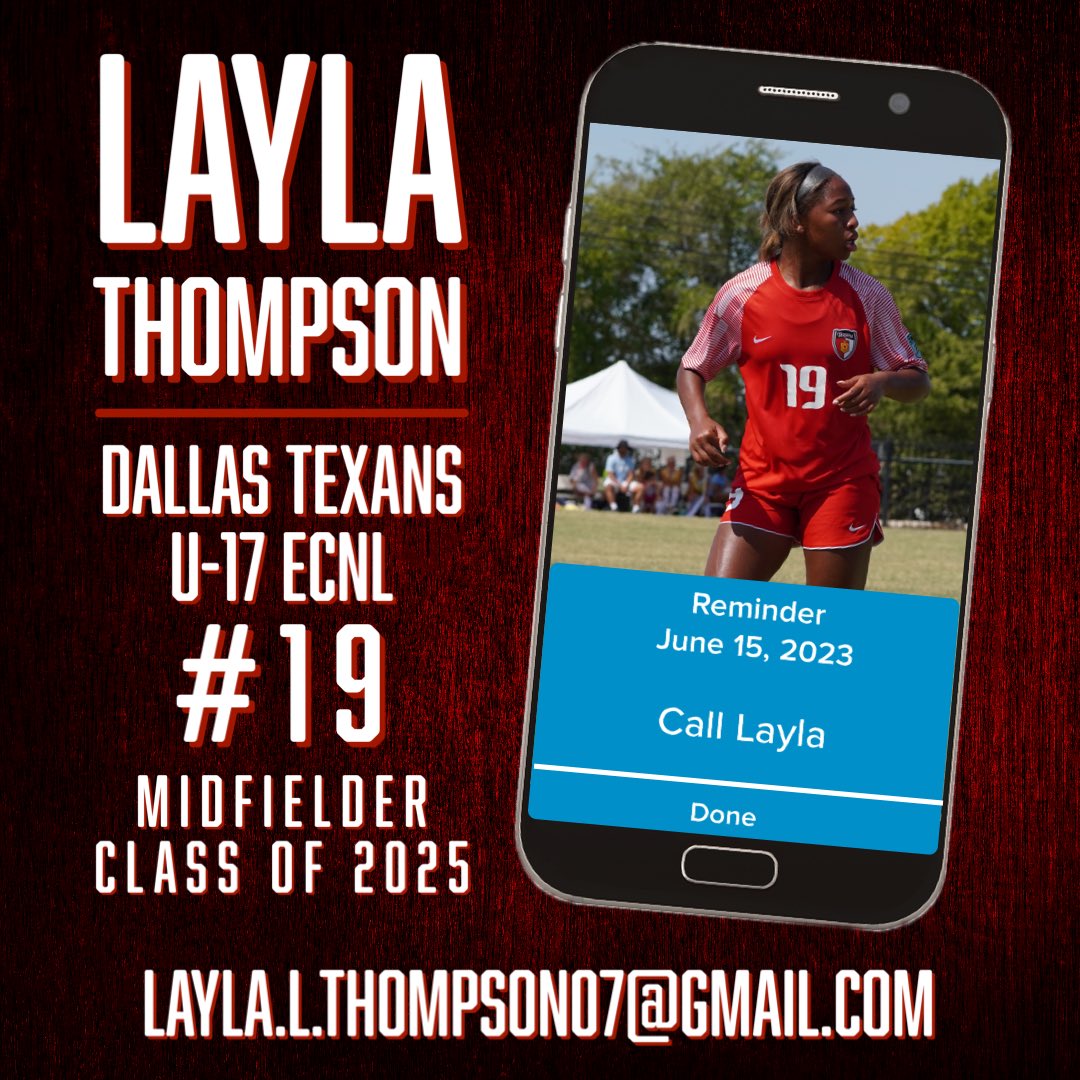 OfficialLaylaT's tweet photo. It’s almost time. I’ve put in the work. I’ve got the results. I’m ready. Let’s go!!!⚽️⚽️
@TopDrawerSoccer @TheSoccerWire @ImYouthSoccer @ImCollegeSoccer @PrepSoccer @ECNLgirls @EcnlTexas @TexansECNL06 @Texans07gECNL https://t.co/mQBzcJ887T
