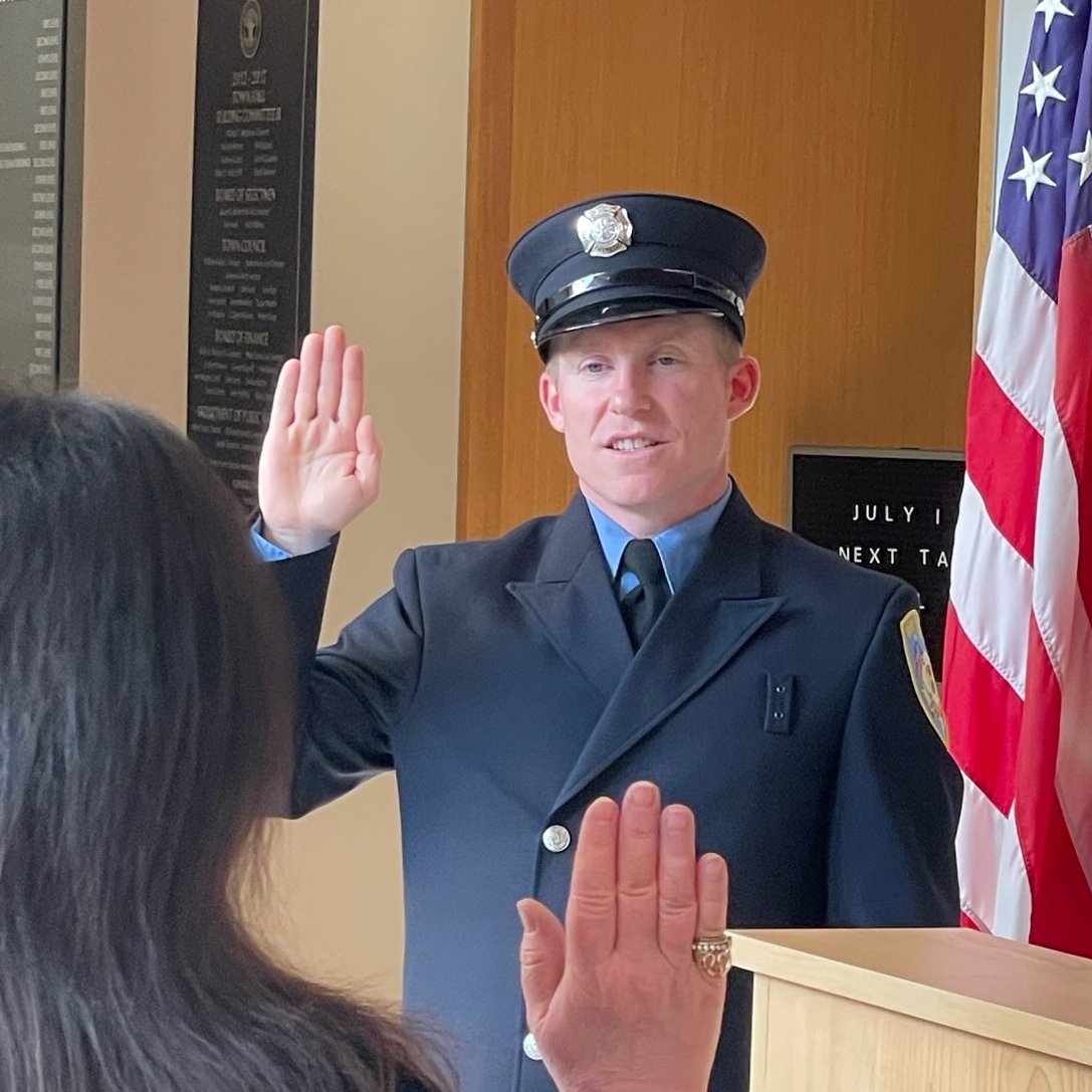 NCFDCT's tweet photo. Congratulations for Lt Doane on his promotion and FF Cantrell on being sworn in as a career firefighter. #newcanaan https://t.co/93bYT7P3tc
