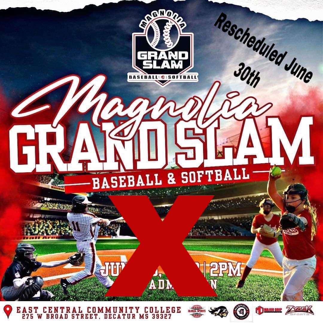 Due to severe thunderstorm warning this weekend we will be rescheduling our Grand Slam to June 30th 

#Only1Magnolia