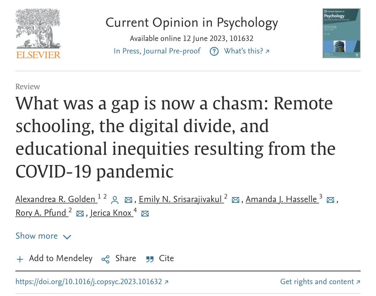 Were you wondering about the effects of COVID-19 and remote learning on youth's academic outcomes? Don't worry, we've got you! In fact, my team wrote a whole paper on it. Check it out! sciencedirect.com/science/articl…