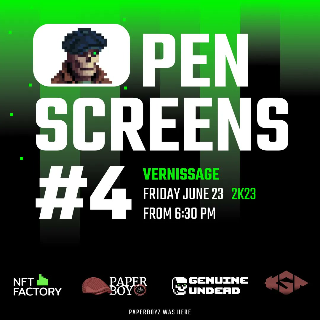 paperboy_club's tweet image. 🎲 Ready to dive into the world of #digitalart and #web3?

Don&apos;t miss the vernissage at #openscreen 4 this Friday!
@NFTFactoryParis
A big thank you to our partner @KSA_eth for their valuable work within the @paperboy_club!
Shoutout to @ligne2mhyr for his bad boy.
#GenuineUndead