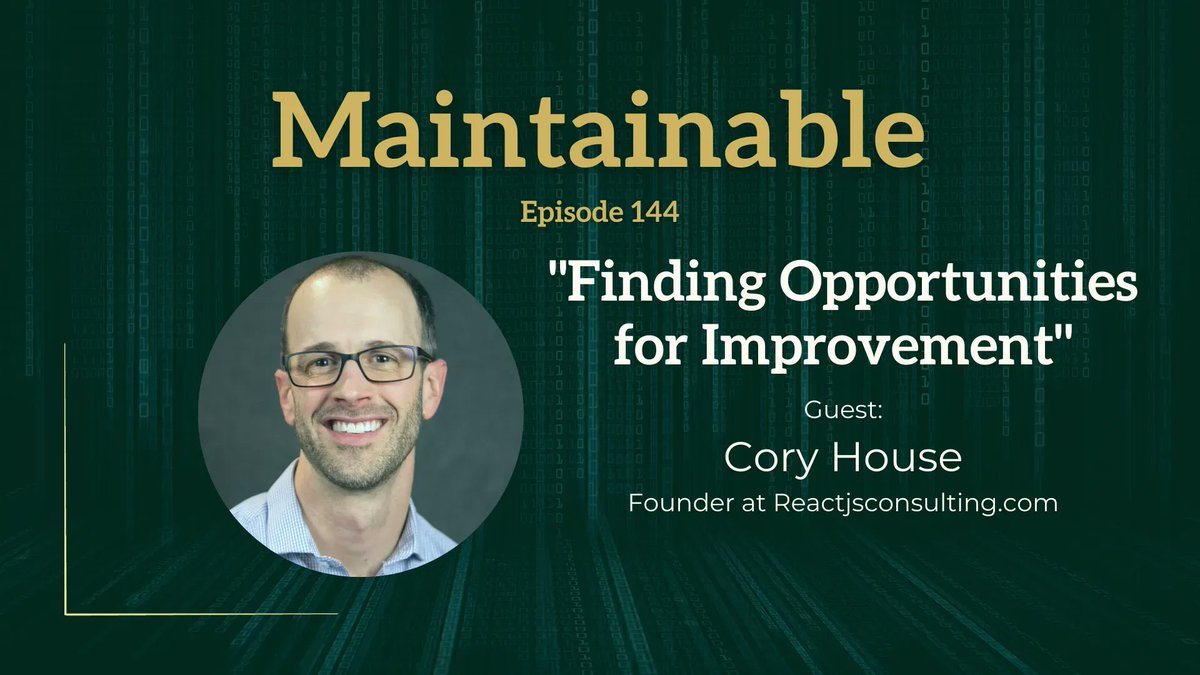 _maintainable's tweet photo. Robby and @housecor talk about the importance of good variable naming, tactics for writing good tests for your regular expressions, testing strategies for React JS applications, and much more.

🎧 Listen in at https://t.co/lo5lrikYiX 
#technicaldebt #legacycode #technicalpodcast https://t.co/V223azwHxM