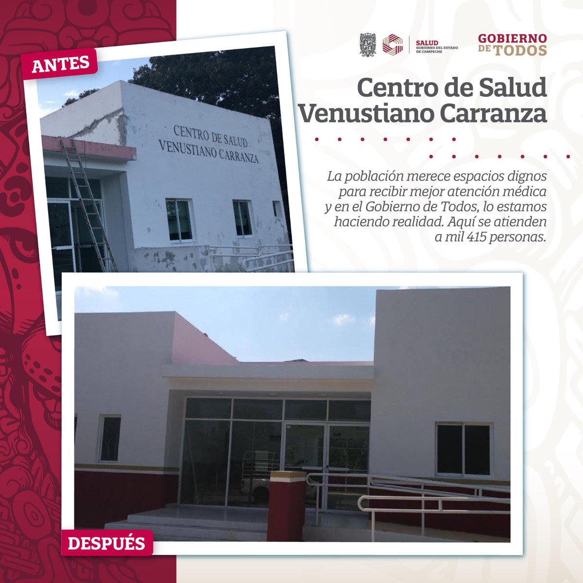 SaludCampeche's tweet photo. Los usuarios de este Centro de Salud ya cuentan con instalaciones cómodas, seguras y de calidad para su atención.
Dignificar estos espacios es un logro del #GobiernoDeTodos en beneficio de quienes viven en las zonas rurales. https://t.co/Ljh1Qt5opv
