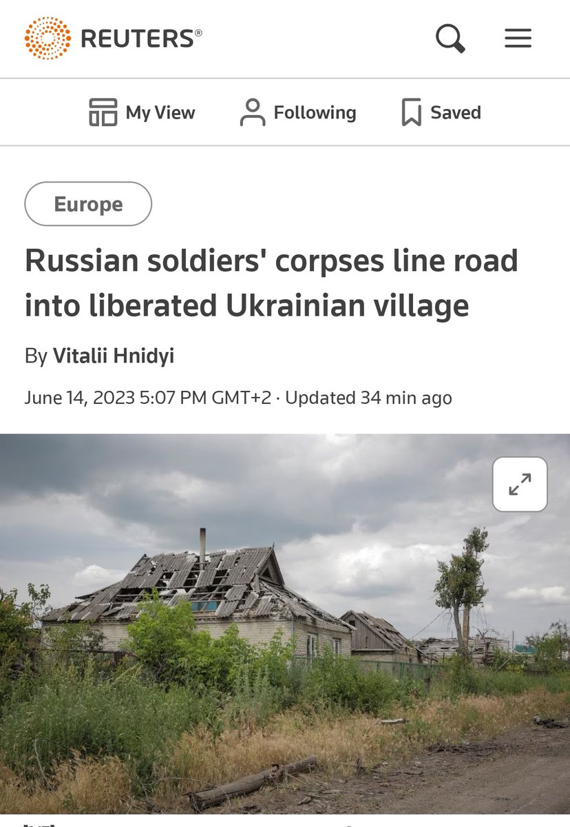 🇷🇺#Russie 
L'agence de presse Reuters a publié un rapport du village de Storozheve dans la région de Donetsk, qui a été récemment libéré par les forces armées ukrainiennes.  Un correspondant de Reuters rapporte que la route menant à cette colonie est jonchée de
1/

#Ukraine