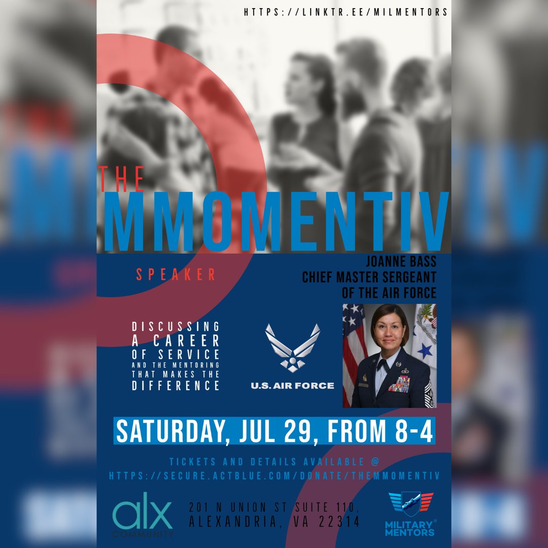 milmentors's tweet image. We are excited to announce another #MMIV Speaker: Chief Master Sergeant of the Air Force JoAnne S. Bass 

Join us! Secure your seat at secure.actblue.com/donate/TheMMom… Or visit militarymentors.org 

🔄 🎓 ⬆️