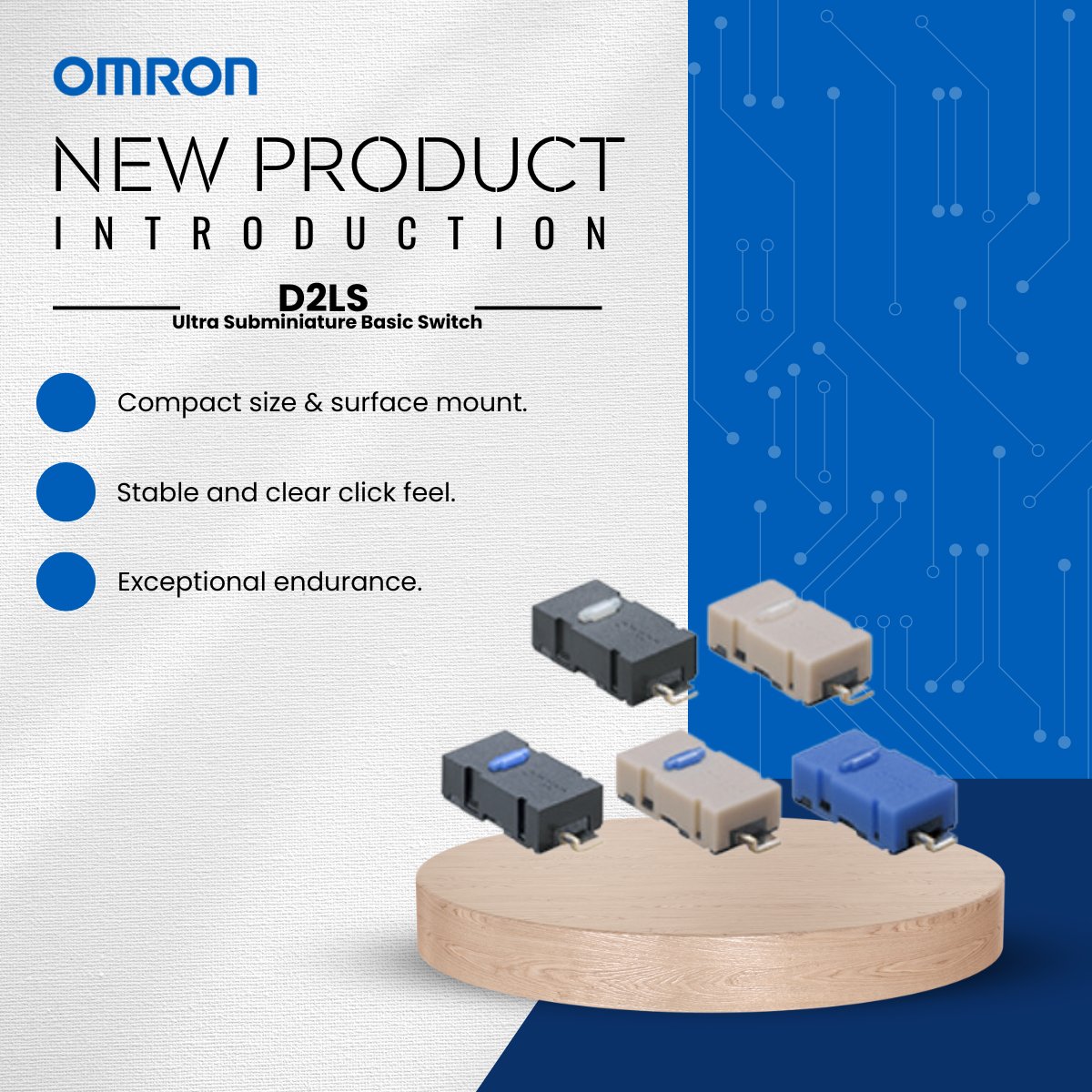 AratasAmerica's tweet photo. Excited to announce the D2LS Ultra Subminiature Basic Switches, ideal for applications requiring high durability & operating force. Please reach out to your local Omron sales to find out more!
#Omron #ElectronicComponents #Switches #CompactSwitches #Gaming #Controllers https://t.co/xT2c3b4Pum