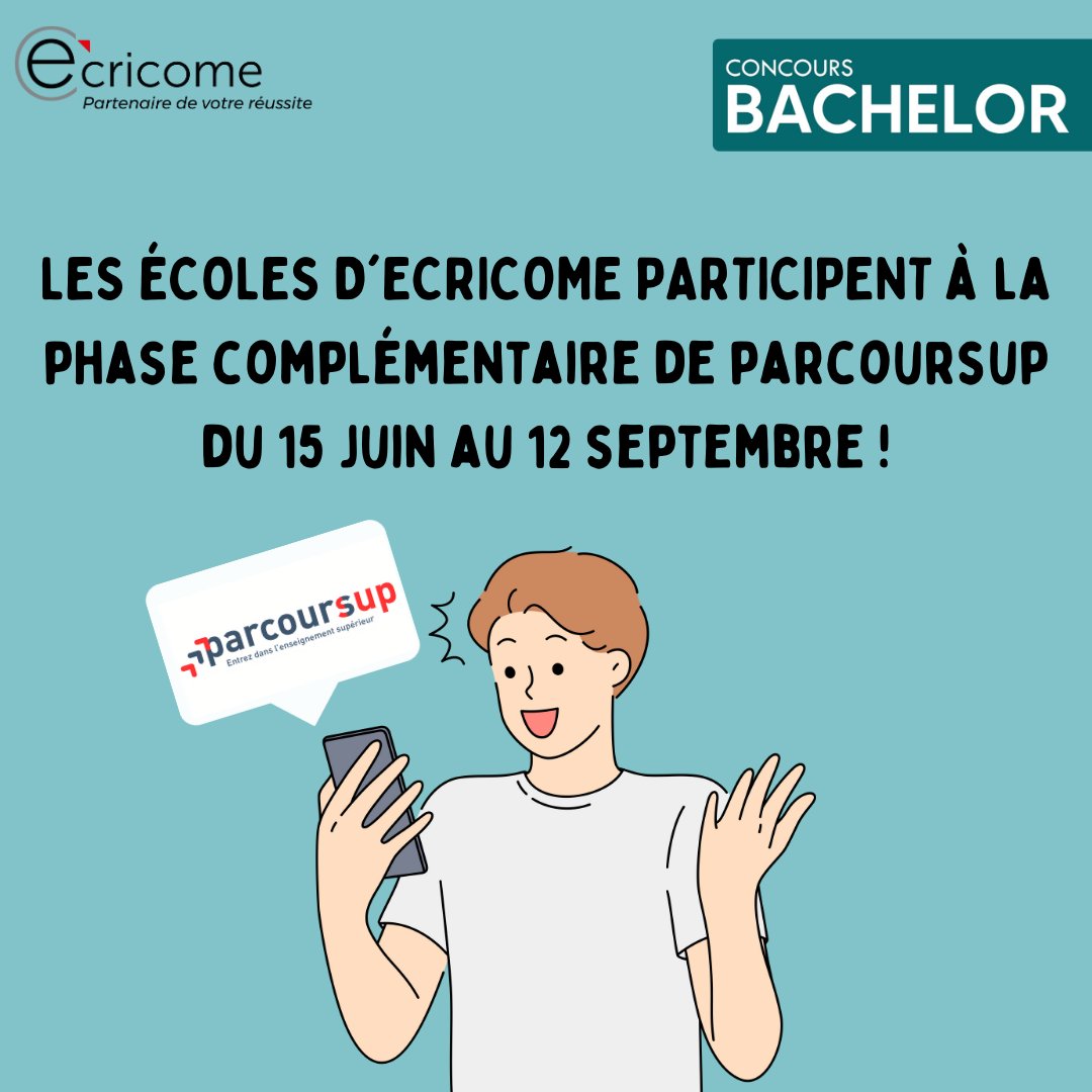 📣 La phase complémentaire d'admission #Parcoursup ouvre demain !

Vous ne pouvez candidater qu'aux formations #ConcoursECRICOME que vous n'avez pas demandées en phase principale.

Bonne chance à tous !

En savoir plus : shorturl.at/aUVY1