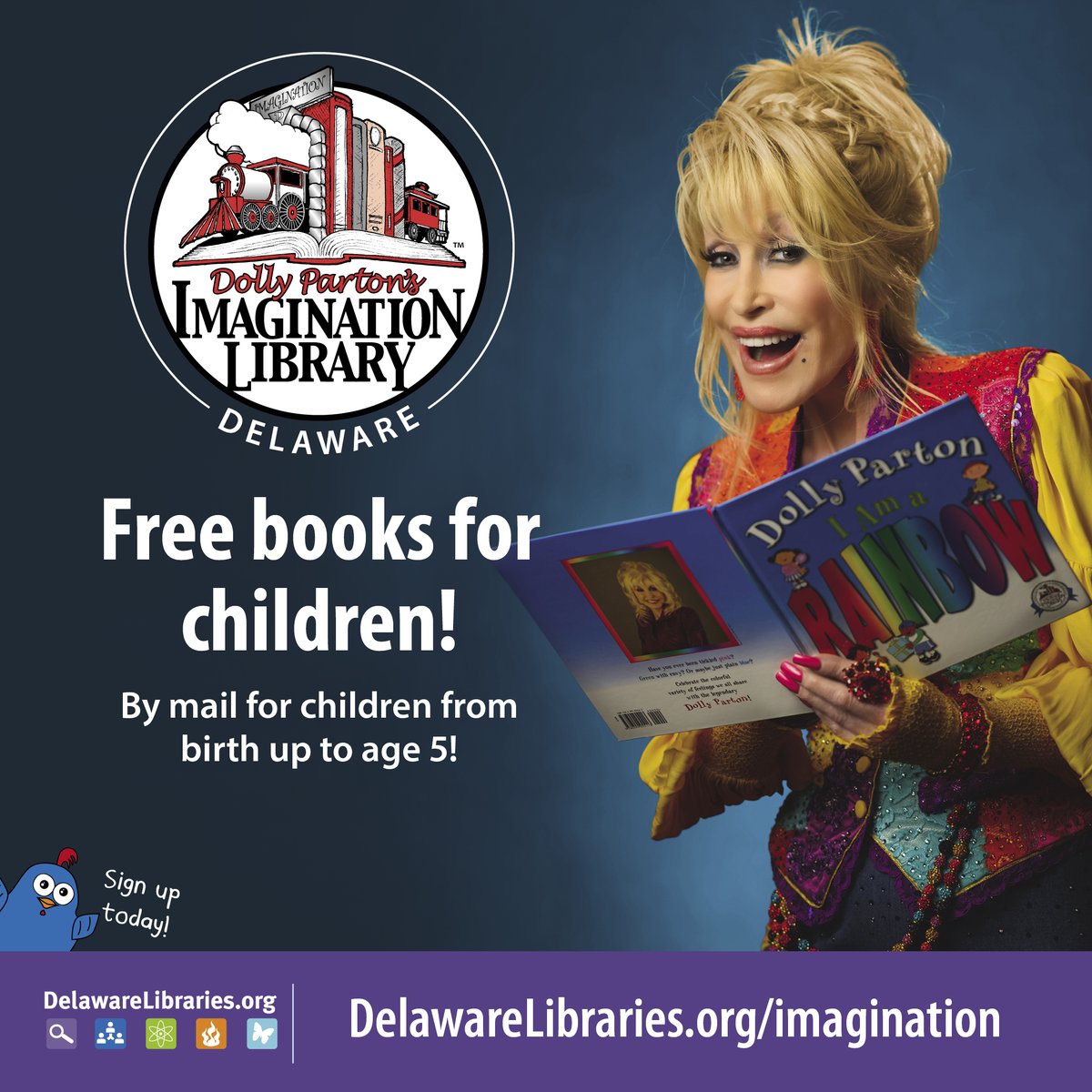 DELibraries's tweet photo. Children from birth up to their 5th birthday receive a FREE book in the mail each month. Register today! https://t.co/jhhTlnEIU5 |  #netde #delibraries #delawarelibraries https://t.co/A5IaIMSXy0