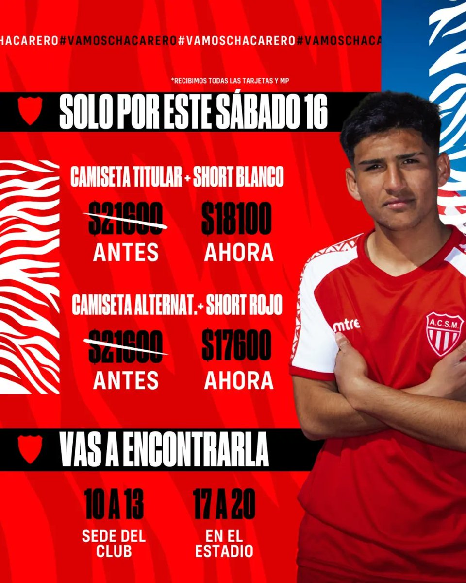 ¡𝗢𝗳𝗲𝗿𝘁𝗮 𝗽𝗮𝗿𝗮 𝗲𝘀𝘁𝗲 𝗱í𝗮 𝗱𝗲𝗹 𝗽𝗮𝗱𝗿𝗲! 🧔🏻‍♂️

👕 Con nuestro sponsor deportivo <a href="/mitreArg/">Mitre Argentina</a>  vamos a estar ofreciéndote 𝗲𝗹 𝗺𝗲𝗷𝗼𝗿 𝗿𝗲𝗴𝗮𝗹𝗼 𝗽𝗮𝗿𝗮 𝗽𝗮𝗽á:

✅ CAMISETA TIT. + SHORT BLANCO: $𝟭𝟴𝟭𝟬𝟬
✅ CAMISETA ALTERN. + SHORT ROJO: $𝟭𝟳𝟲𝟬𝟬