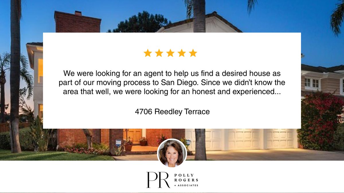 My latest RateMyAgent review in San Diego.
 00637691
rma.reviews/SLDHEaeT9OOJ

...
#ratemyagent #realestate #compass #pollyrogers.com #compasssandiego #ranchosantafe #delmar #cardiff #encinitas #carlsbad #lacosta #carmelvalley #luxuryhomes #sandiegorealestate