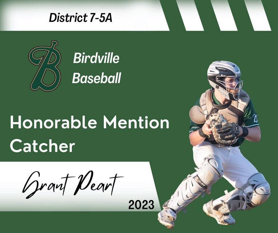Congrats <a href="/peart_grant/">Grant Peart</a> District 7-5A 2023 Honorable Mention Catcher!