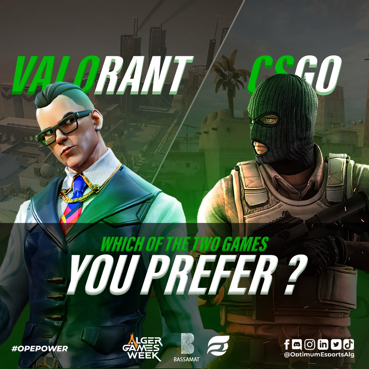 optesportsalg's tweet photo. 🎮🔥 Counter-Strike: Global Offensive (CS:GO) or Valorant? An FPS showdown! 🌟💥
Which game do you prefer: CS:GO's classic intensity or Valorant's strategic diversity? Let us know in the comments! 🎮

#CSGO #Valorant #OptimumEsports #Algergamesweek #Bassamat #FPSGames https://t.co/Qh6gI5Hv7r