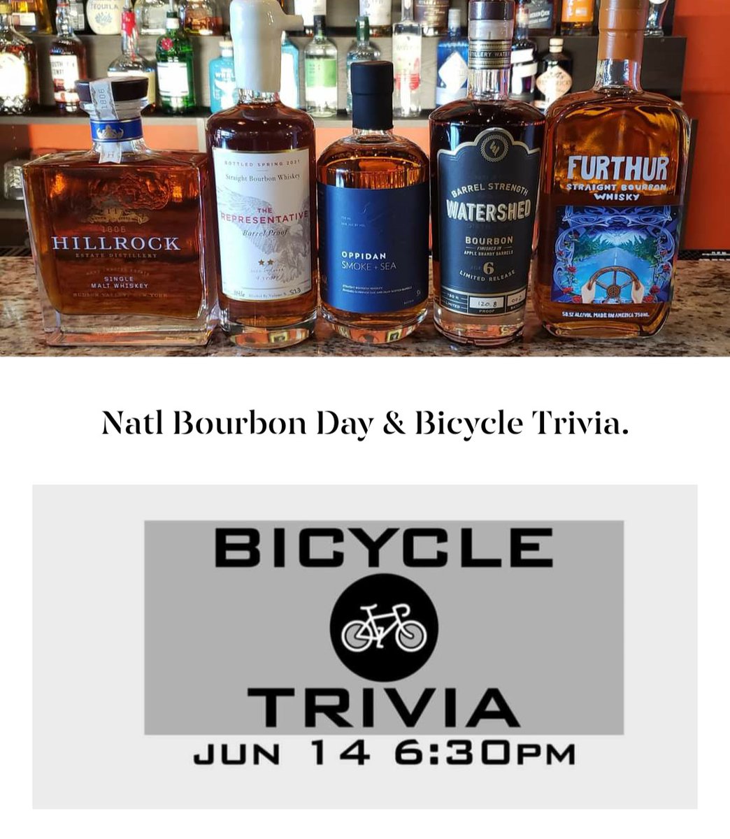 Natl Bourbon day & bicycle trivia tonight!
#scotch #whiskey #whiskeybar  #whiskeylover #whiskeygram #whisky #mead #meadery #wine #winelover #winetasting #winestagram #WineBar #winery  #winestagram #liquorstore #craftbeerculture  #beergeek #sterlingil #dixonil #rockfalls