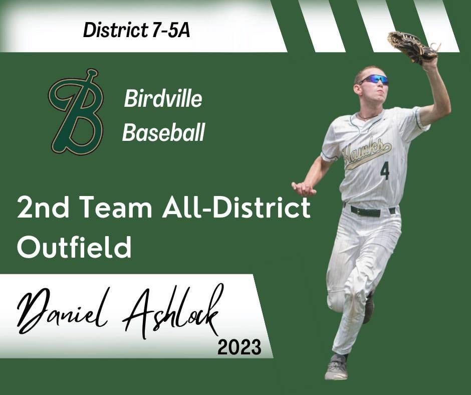 Congrats <a href="/DanielAshlock3/">Daniel Ashlock</a> District 7-5A 2023 2nd Team All-District Outfield!