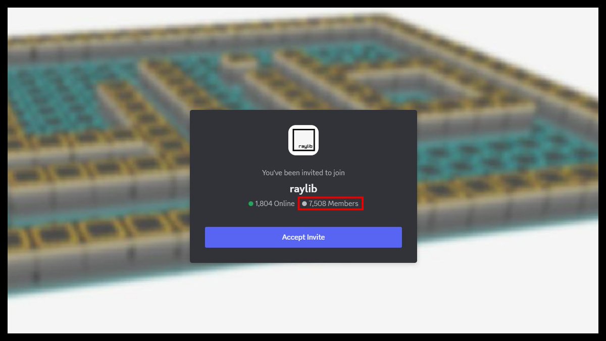 Hey! #raylib discord has just surpassed the **7500 members!!!** One of the biggest #gamedev communities around a programming library and probably the biggest one about C gamedev programming! Feel free to join! You are welcome! 😄

discord.gg/raylib