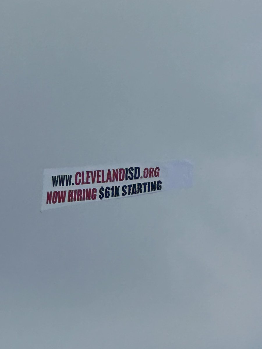 It’s a bird! It’s a plane! It’s… a recruitment banner!

Look up in the sky today if you’re in the Houston area and you may just see a banner for the BEST SCHOOL DISTRICT IN TEXAS - NOW HIRING!!

$61k Starting Teacher Salary
$7k Bilingual Stipend
180 Teacher Work Days
AND MORE!