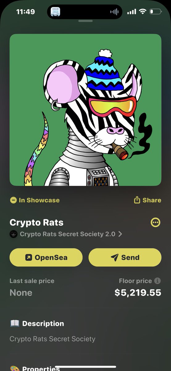 KENOYBTO's tweet photo. My #cryptorat NFT goin for 5200 Iโm tryna see if I should hold or sell . I swear I thought this was a rug pull https://t.co/NubCu0kmG2
