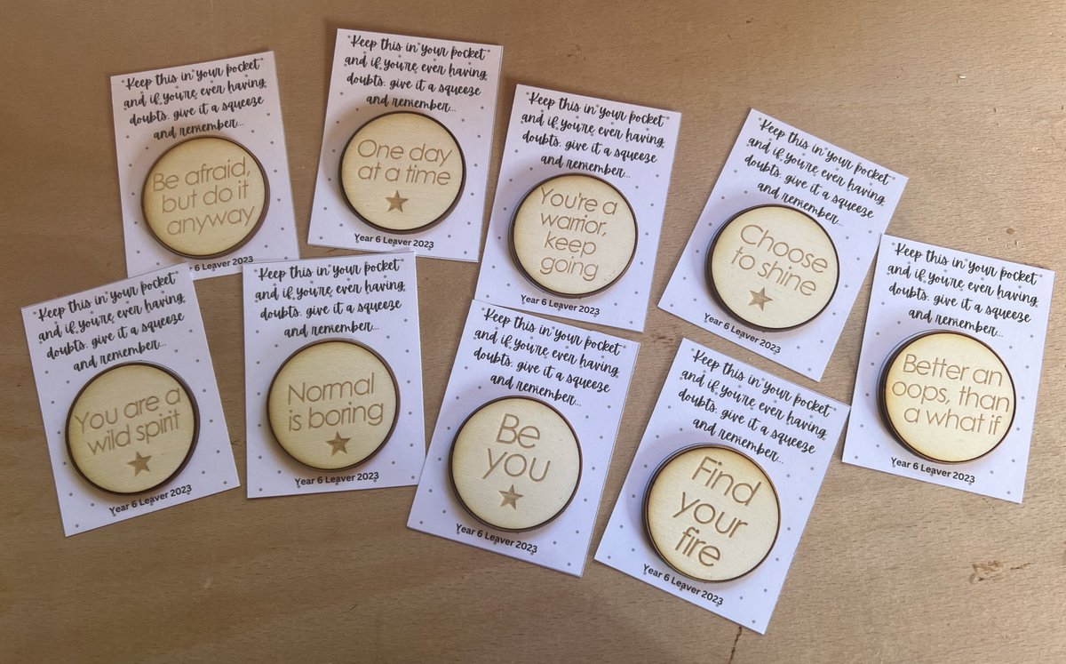 heppdt's tweet image. So pleased with how these turned out - positive affirmation tokens for my daughter’s Y6 class for when they go to high school. 

‘Keep it in your pocket and if you’re ever having doubts, give it a squeeze and remember…’ 

#primaryDT #affirmation #pockethug